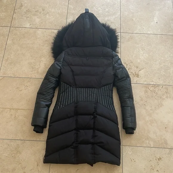 Nicole Benisti Leather-trim Down Jacket Black Size XS - Picture 10 of 16
